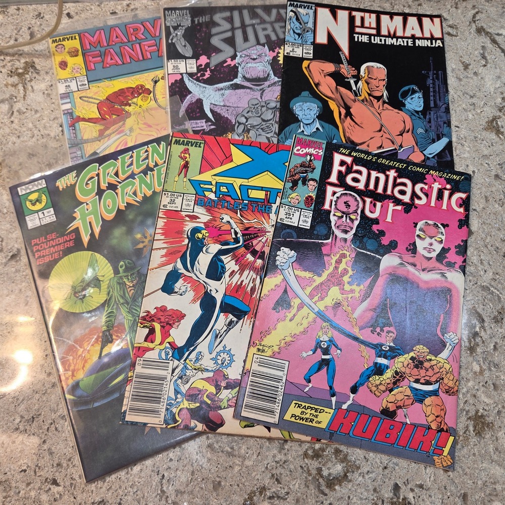 VTG Marvel Comics Lot of 6 Silver Surfer, X-Factor, Fantastic Four, Green Hornet